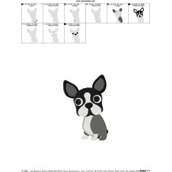 Boston Terrier Dog Embroidery Design Pattern-2