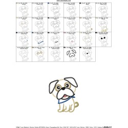 Cute Pug Dog Applique Design Pattern-2