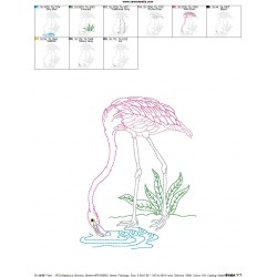 Vintage Stitch Flamingo-1 Embroidery Design Pattern-2
