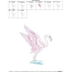 Vintage Stitch Flamingo-2 Embroidery Design Pattern-2