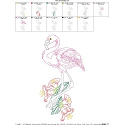 Vintage Stitch Flamingo-4 Embroidery Design Pattern-2