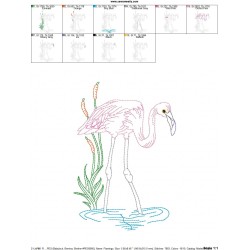 Vintage Stitch Flamingo-5 Embroidery Design Pattern-2