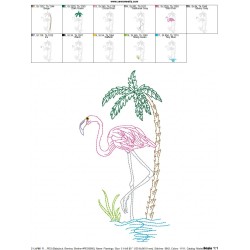 Vintage Stitch Flamingo-7 Embroidery Design Pattern-2