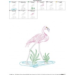 Vintage Stitch Flamingo-8 Embroidery Design Pattern-2