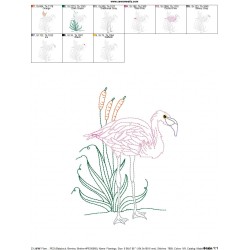 Vintage Stitch Flamingo-9 Embroidery Design Pattern-2