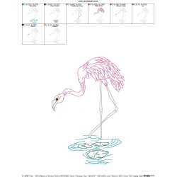 Vintage Stitch Flamingo-10 Embroidery Design Pattern-2
