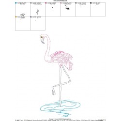 Vintage Stitch Flamingo-11 Embroidery Design Pattern-2