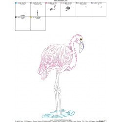 Vintage Stitch Flamingo-12 Embroidery Design Pattern-2