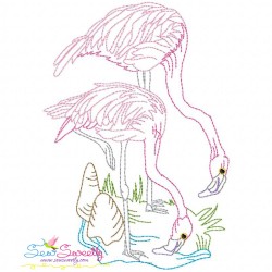 Vintage Stitch Flamingos Embroidery Design Bundle-4