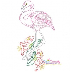Vintage Stitch Flamingos Embroidery Design Bundle-5