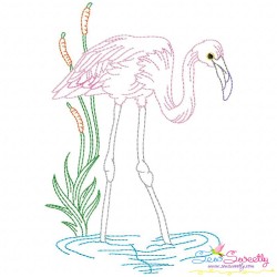 Vintage Stitch Flamingos Embroidery Design Bundle-6