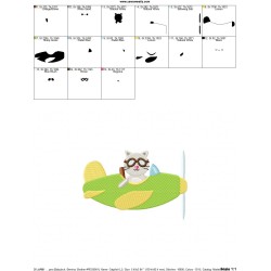 Cat Pilot Embroidery Design Pattern-2