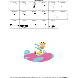 Giraffe Pilot Embroidery Design Pattern-2