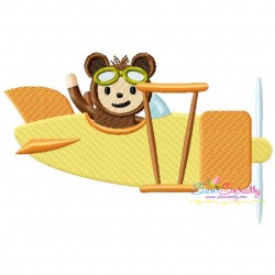 Monkey Pilot Embroidery Design Pattern-1