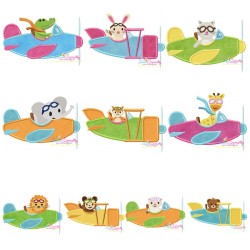 Cute Pilot Animals Applique Embroidery Design Bundle-1