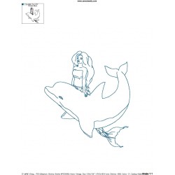 Vintage Stitch Mermaid-1 Embroidery Design Pattern-2