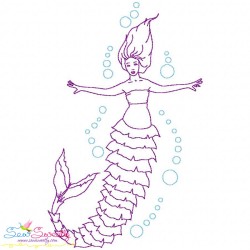 Vintage Stitch Mermaid-2 Embroidery Design Pattern-1