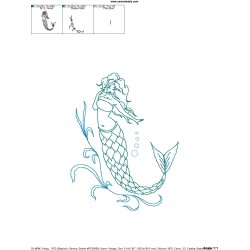 Vintage Stitch Mermaid-9 Embroidery Design Pattern-2