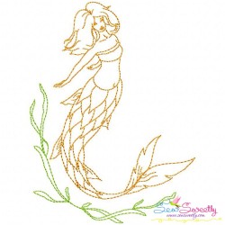 Vintage Stitch Mermaids Embroidery Design Bundle-5