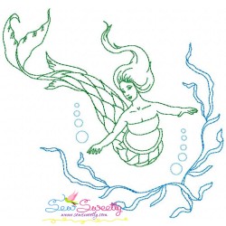 Vintage Stitch Mermaids Embroidery Design Bundle-9