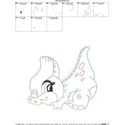 Vintage Stitch Baby Dinosaur-10 Embroidery Design Pattern-2