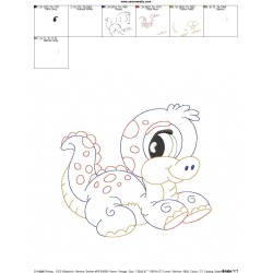 Vintage Stitch Baby Dinosaur-9 Embroidery Design Pattern-2