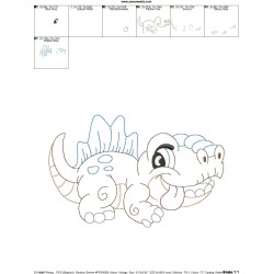 Vintage Stitch Baby Dinosaur-7 Embroidery Design Pattern-2