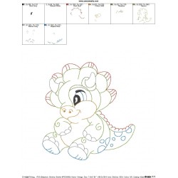 Vintage Stitch Baby Dinosaur-6 Embroidery Design Pattern-2