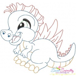 Vintage Stitch Baby Dinosaur-4 Embroidery Design Pattern-1