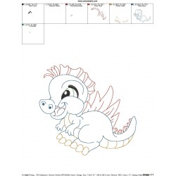 Vintage Stitch Baby Dinosaur-4 Embroidery Design Pattern-2