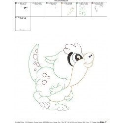 Vintage Stitch Baby Dinosaur-3 Embroidery Design Pattern-2