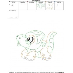 Vintage Stitch Baby Dinosaur-2 Embroidery Design Pattern-2