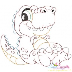 Vintage Stitch Baby Dinosaur-1 Embroidery Design Pattern-1