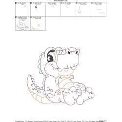 Vintage Stitch Baby Dinosaur-1 Embroidery Design Pattern-2