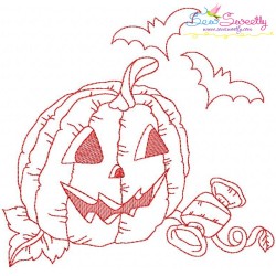 Redwork Halloween Pumpkin-10 Embroidery Design Pattern-1