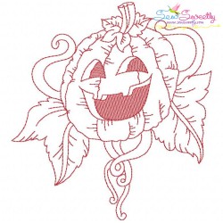Redwork Halloween Pumpkin-9 Embroidery Design Pattern-1