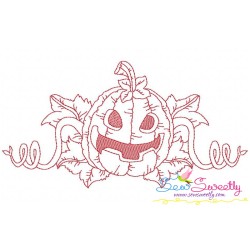 Redwork Halloween Pumpkin-8 Embroidery Design Pattern-1
