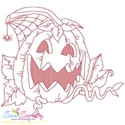 Redwork Halloween Pumpkin-6 Embroidery Design Pattern-1