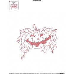 Redwork Halloween Pumpkin-5 Embroidery Design Pattern-2