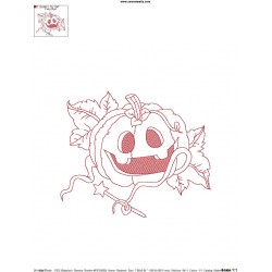 Redwork Halloween Pumpkin-4 Embroidery Design Pattern-2