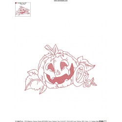Redwork Halloween Pumpkin-1 Embroidery Design Pattern-2