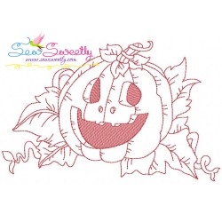 Redwork Halloween Pumpkins Embroidery Design Bundle-3