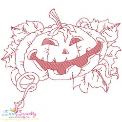 Redwork Halloween Pumpkins Embroidery Design Bundle-6