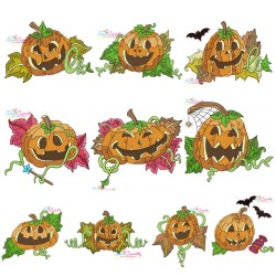 Halloween Pumpkins Embroidery Design Bundle-1