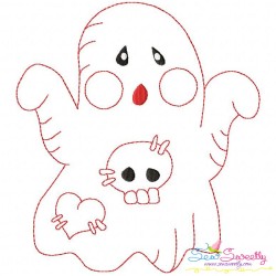 Vintage Stitch Little Ghost-4 Embroidery Design Pattern-1
