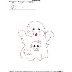 Vintage Stitch Little Ghost-4 Embroidery Design Pattern-2