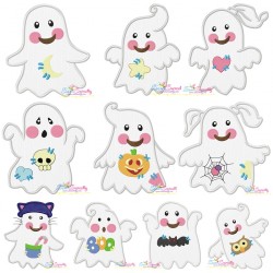 Little Ghosts Applique Embroidery Design Bundle-1