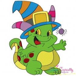 Halloween Dino Embroidery Design Pattern-1