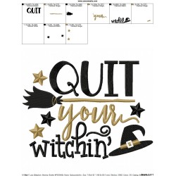 Quit Your Witchin Lettering Embroidery Design Pattern-2
