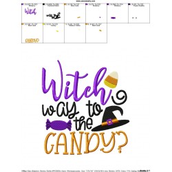 Witch Way To Candy Lettering Embroidery Design Pattern-2